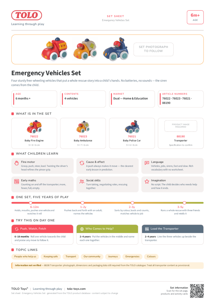 Set sheet · Emergency Vehicles Set