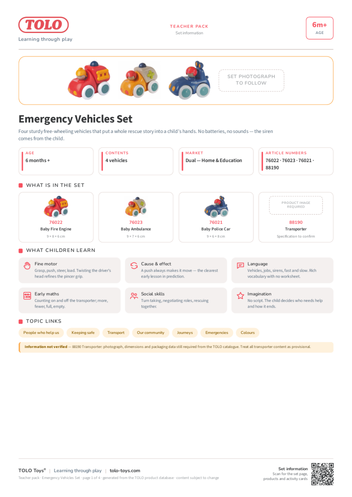 Teacher pack · Emergency Vehicles Set