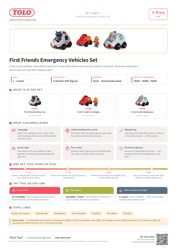 Set sheet · Emergency Vehicles Set
