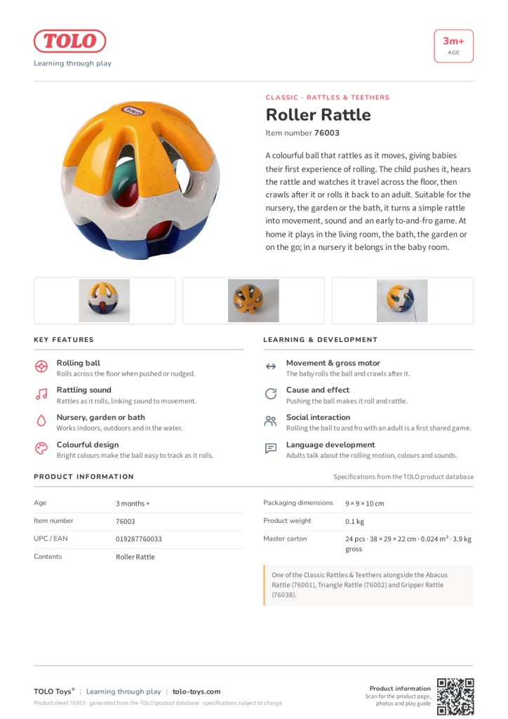 Product sheet · Roller Rattle
