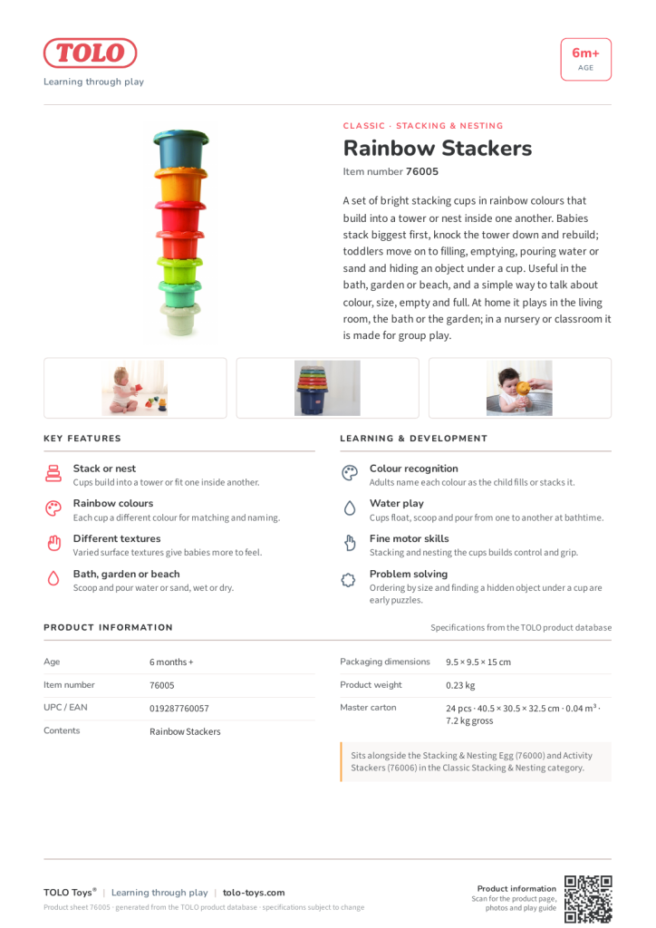 Product sheet · Rainbow Stackers
