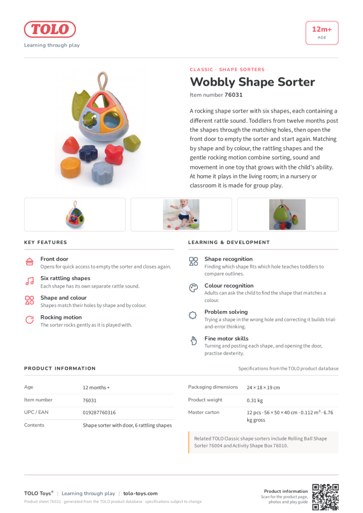 Product sheet · Wobbly Shape Sorter